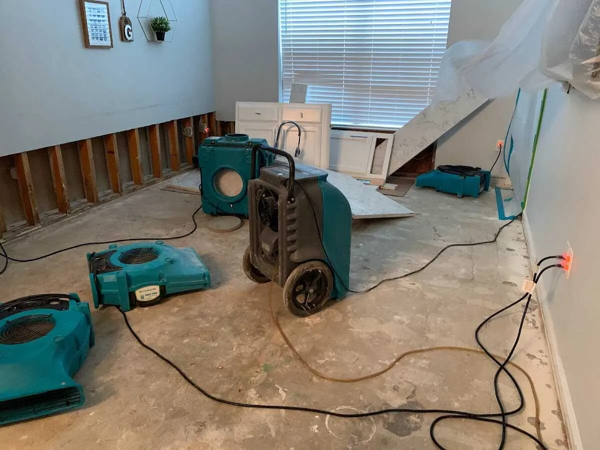 Dehumidifier in flood-cut room for Water Damage Restoration in Cape Girardeau