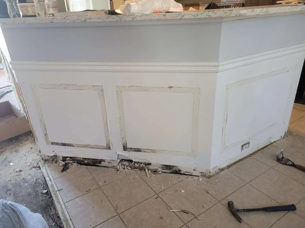 Water damage and mold on kitchen during Storm Damage Restoration in Cape Girardeau